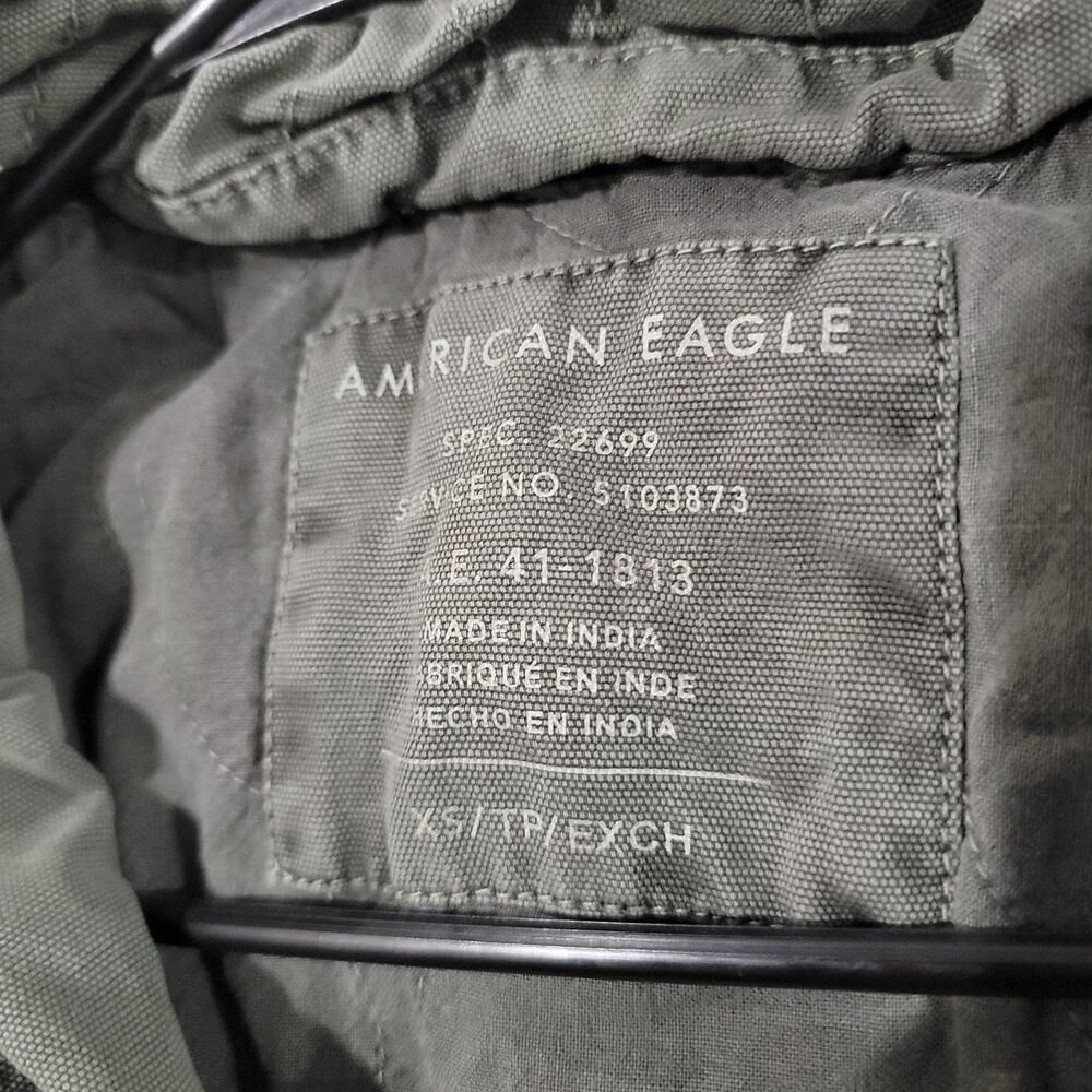 Y2K American Eagle Womens Jacket Size Xs Green Military Hooded - Picture 6 of 7